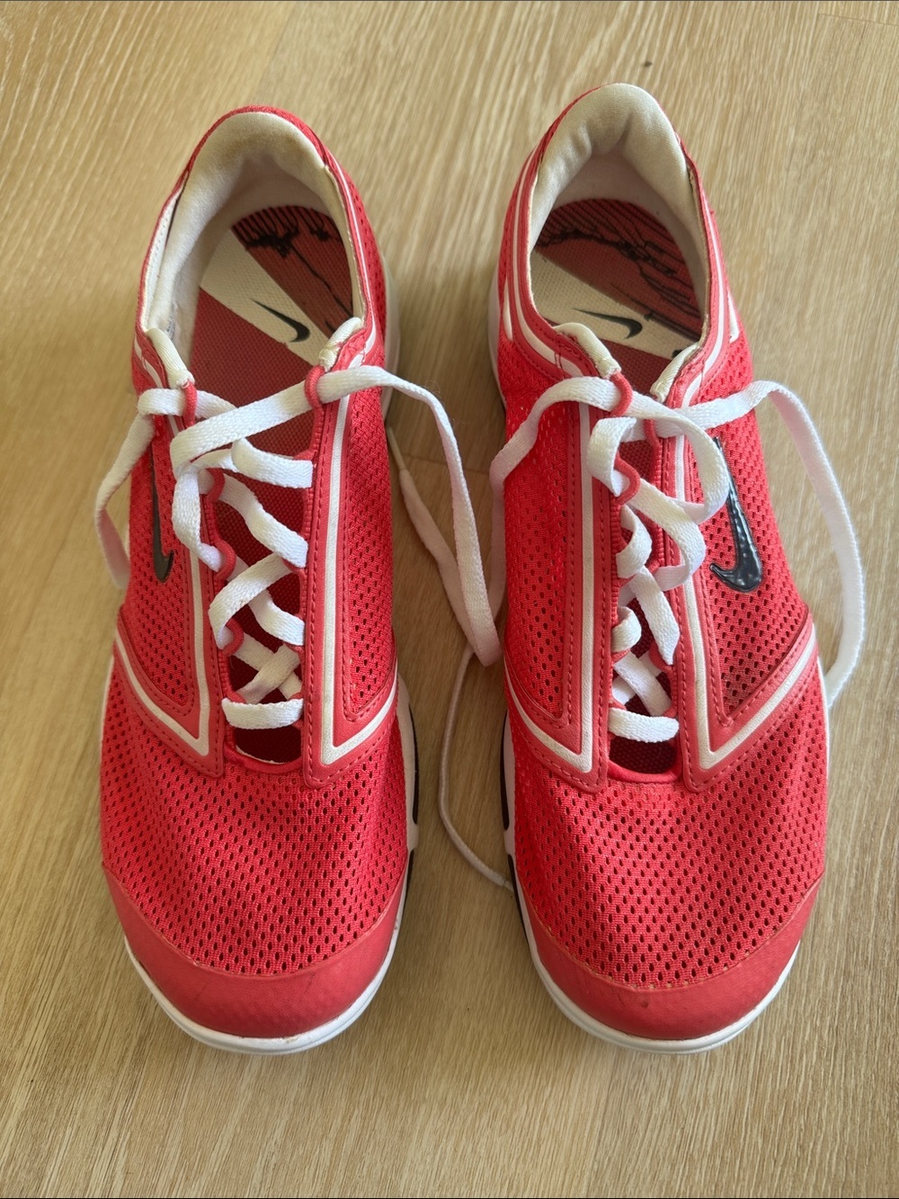 Nike Red Mesh Running Sneakers with White Laces